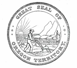 Oregon United States Of America Prints: The Great Seal of Oregon, 1850. Creator: Unknown