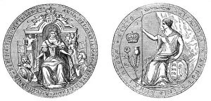 Images Dated 28th March 2008: Great Seal of Queen Ann, after the union of England and Scotland, 1707, (19th century)