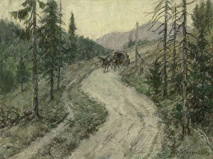 Travellers Collection: Great Siberian Road in the Krugobaikal Mountains, 1904. Creator: Boris Vasilievich Smirnov