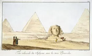 Chephren Gallery: Great Sphinx and Three Pyramids, 18th century. Artist: Tuscher Hafniae