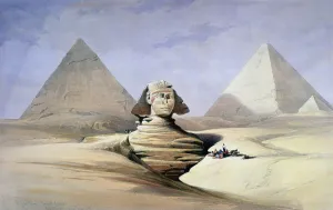 The Great Sphinx and Pyramids at Giza, 1838-1839. Artist: David Roberts The Great Sphinx and Pyramids at Giza, 1838-1839. Artist: David Roberts