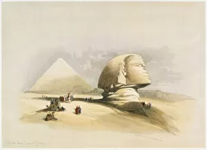 Chephren Gallery: The Great Sphinx and the Pyramids of Giza, 19th century. Artist: David Roberts
