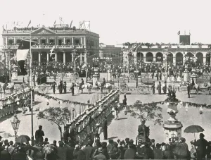 Independence Day Prints: The Great Square on a Fete Day, Montevideo, Uruguay, 1895. Creator: Unknown