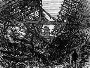 Extreme Weather Prints: Great Storm of Wind on Friday week: ruins caused by fall of chimney shaft