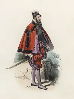 Great Swiss personage, in the modern age, color engraving 1870 Great Swiss personage, in the modern age, color engraving 1870