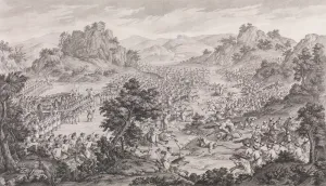 Jean Damascene Sallusti Prints: The Great Victory of Qurman, 1770. Creator: Augustin de Saint-Aubin