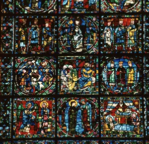 West Prints: Detail of the Great West Window of Chartres Cathedral, 12th century