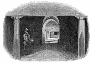 Storage Gallery: The great wine vault, London Docks, 1845. Creator: Unknown