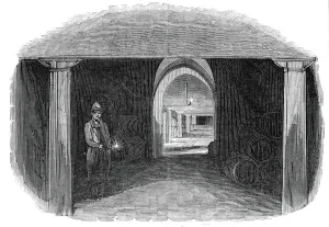 Storage Gallery: The great wine vault, London Docks, 1845. Creator: Unknown