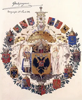 Charlemagne Prints: Greater coat of arms of the Russian Empire with the approval of Emperor Alexander III