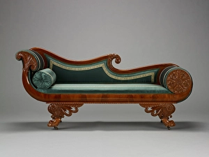 Bolster Prints: Grecian couch, about 1825-1835. Creator: Unknown