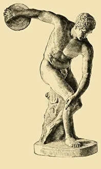 Athletics Gallery: Greek Athlete Throwing the Discus, 1890. Creator: Unknown