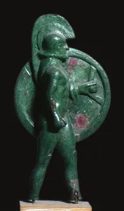 Greek bronze of a warrior, 6th century BC