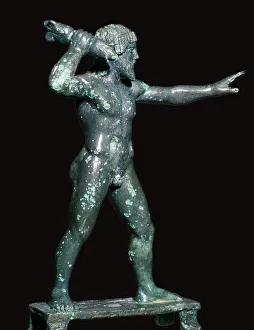 Greek bronze of Zeus with a thunderbolt
