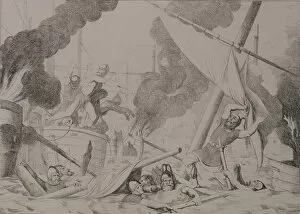 Varangians Collection: Greek fire during the Siege of Constantinople, 1832