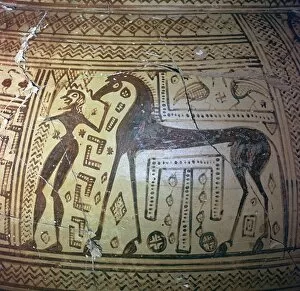 Detail from a Greek geometric period vase, 9th century BC