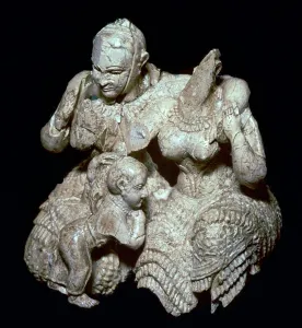 Black Background Prints: Greek two goddesses and divine child group, 14th century