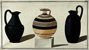 Antiquities Prints: Three Greek jugs, 1760-1769. Creator: Augustin Dahlsteen