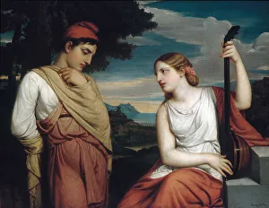 Mandolin Prints: The Greek Lovers, 1846. Creator: Henry Peters Gray