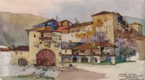 Studio Volume 59 Prints: The Greek Monastery of Dohiar, c19th century. Artists: Georges Kossiakoff, Ralph Nevill