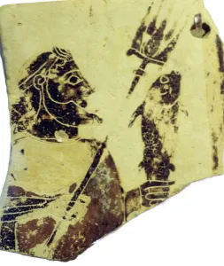 A Greek pottery fragment with the image of Poseidon