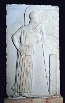Acropolis Museum Prints: Greek relief of Mourning Athena, 5th century BC