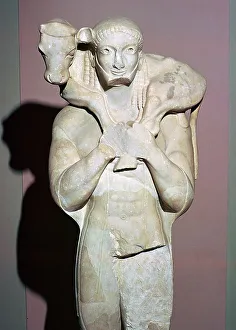 Offering Prints: Greek sculpture known as the Moscophorus, 6th century BC