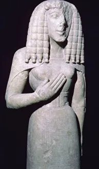 7th Century Bc Prints: Greek sculpture of the Lady of Auxerre, 7th century BC