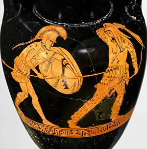 New York Prints: Greek soldier fighting a Persian (Terracotta red-figure Nolan amphora)