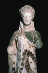 Acropolis Prints: Greek statue Kore 675, 6th century BC