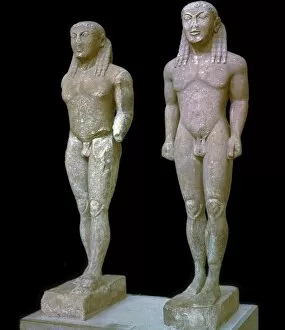 Legend Collection: Greek statues of Kleobis and Biton, 6th century BC