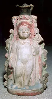 Vine Gallery: Greek terracotta oil flask of the infant Dionysus