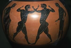 Vase Painting Gallery: Greek Vase, Black-figure Amphora depicting Boxing Scene, c6th century BC