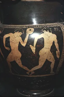 Etruria Prints: Greek Vase painting, Athletes with jumping-weights