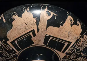 Flute Player Prints: Greek Vase Painting of a Banquet