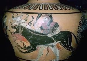 Vase Collection: Greek vase painting of Heracles and Cerberus