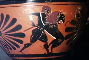Vase Painting Gallery: Greek Vase-Painting Hercules fights the Lion, c6th century BC