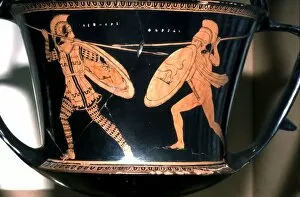 Iran Collection: Greek Vase Painting, Persian and Hoplite fighting, c5th century BC