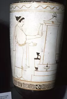 Vase Painting Gallery: Greek Vase Painting, Woman with Offerings at a Tomb, 460-450 BC