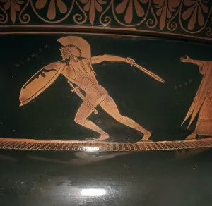 Helmet Collection: Greek vase showing Memnon fighting Achilles
