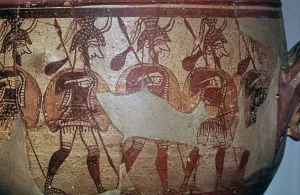 Mycenae Prints: Detail of the Greek Warrior Vase, 13th century BC
