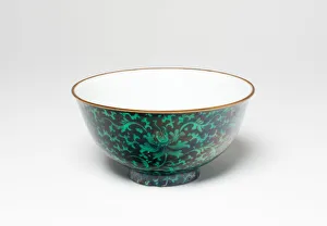 Lotus Flower Gallery: Green and Black-Enameled Lotus Bowl, Qing dynasty (1644-1911), 18th century