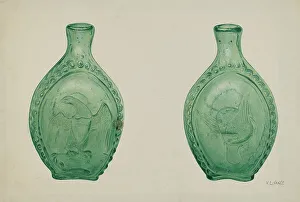 Green Glass Flask, c. 1940. Creator: V. L. Vance