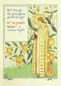 Arts Crafts Movement Prints: And through the green gloom glows the light Of St
