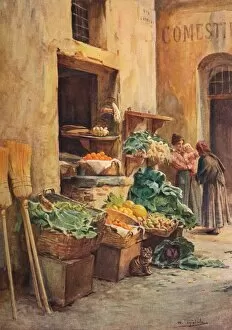 The Green-grocer shop, c1910, (1912). Artist: Walter Frederick Roofe Tyndale