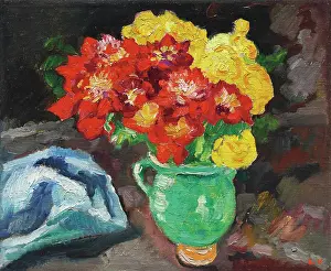 Green jug, yellow and red buttercups (Cruche verte, renoncules jaunes et rouges), 1911. Creator: Valtat, Louis (1869-1952)