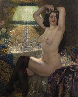 By the Green Lamp. Artist: Bogdanov-Belsky, Nikolai Petrovich (1868-1945) By the Green Lamp. Artist: Bogdanov-Belsky, Nikolai Petrovich (1868-1945)