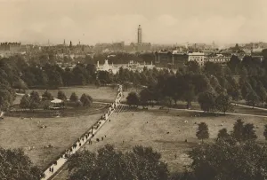 Buckingham Palace Gallery: Green Park and Westminster from the Structure That Has Usurped The Site of Old Devonshire, c1935