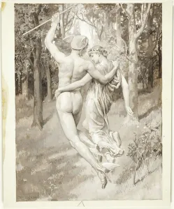 Casque Gallery: Into the Green Recessed Woods They Flew, 1885. Creator: Will H. Low