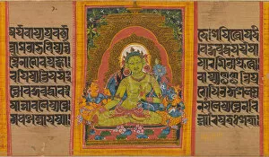 Buddhism Collection: Green Tara, Folio from... (Perfection of Wisdom) Manuscript, early 12th century. Creator: Unknown